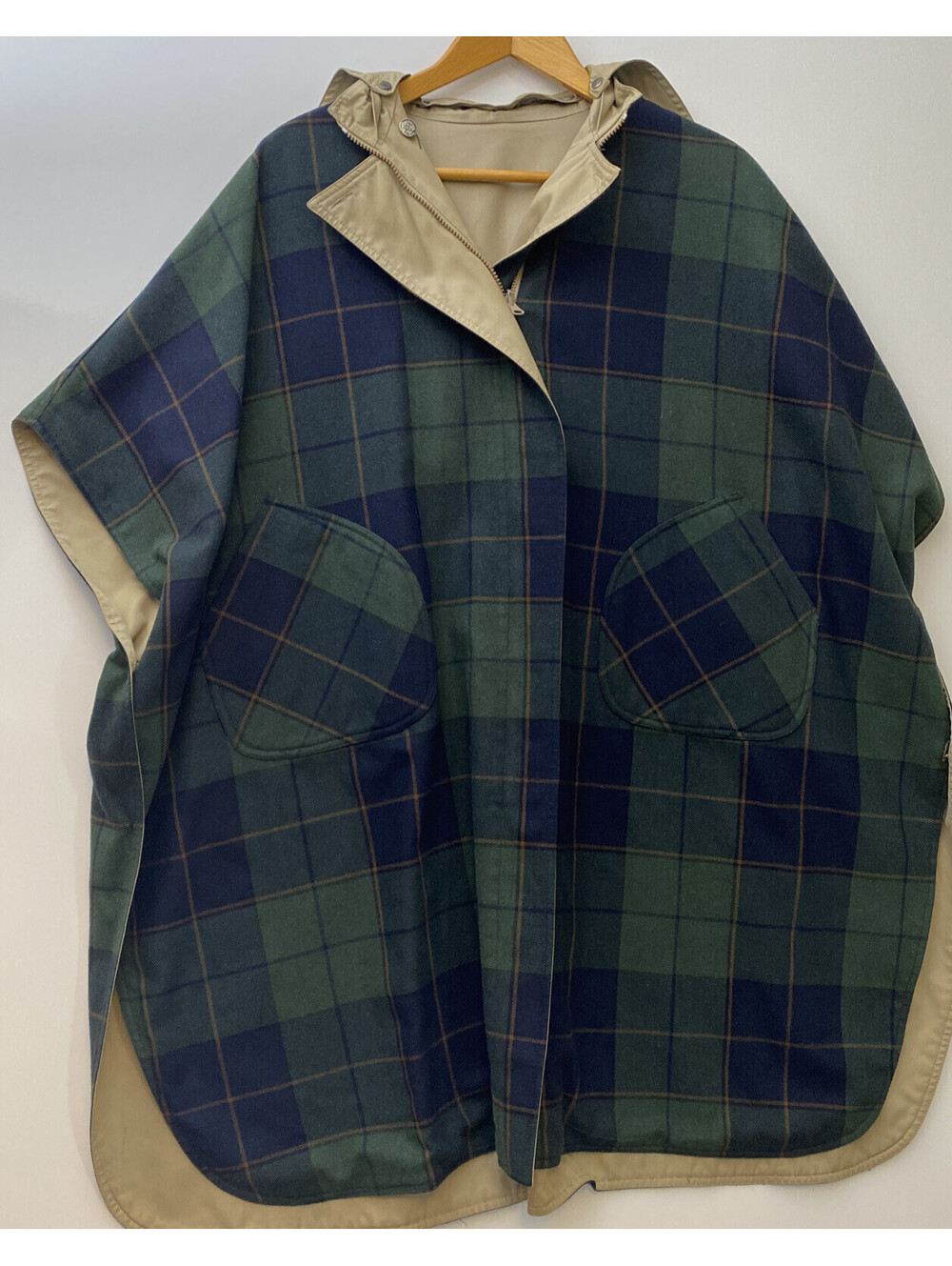 Vintage J G Hook Cape Small Reversible Wool Blend Plaid British Nanny Style